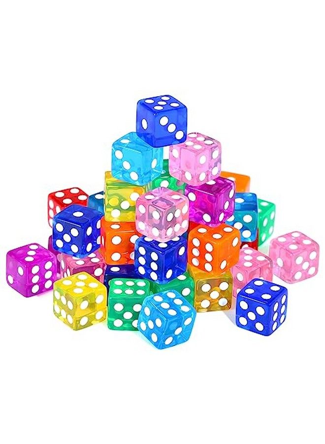 40 Pieces 6Sided Game Dice Set 8 Translucent Colors Dice For Board Games And Teaching Math