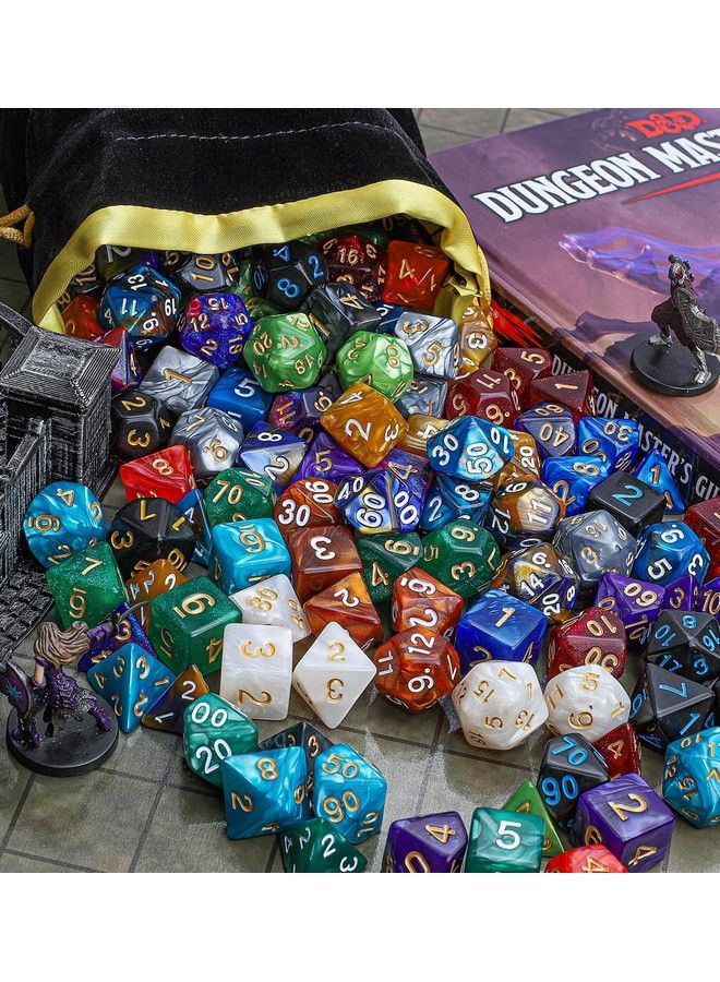 Dnd Dice Sets 26 X 7 Polyhedral Dice (182Pcs) With A Large Drawstring Bag Great For Dungeons And Dragons Role Playing Table Game.