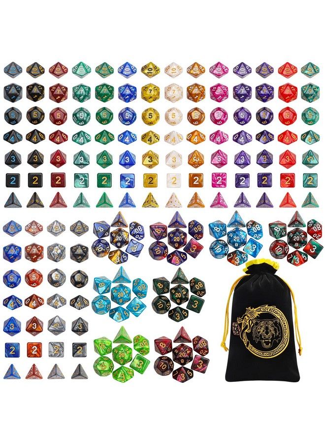 Dnd Dice Sets 26 X 7 Polyhedral Dice (182Pcs) With A Large Drawstring Bag Great For Dungeons And Dragons Role Playing Table Game.