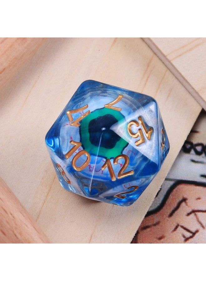 Dnd Dice Rolling Eyeball D20 Dungeon & Dragon Dice With A Green Bloodshot Eyeball D20 Blue Polyhedral Dice5E Dnd Accessories Board Game For Roleplay Game Starter Beginner