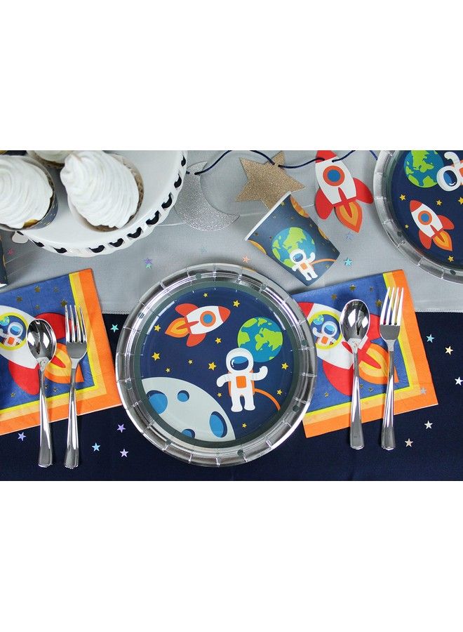 Space Party Plates 12 Ct ; Paper Plates For Outer Space Party For Kids ; Tableware ; Rocket Ship Astronaut Planets Nasa