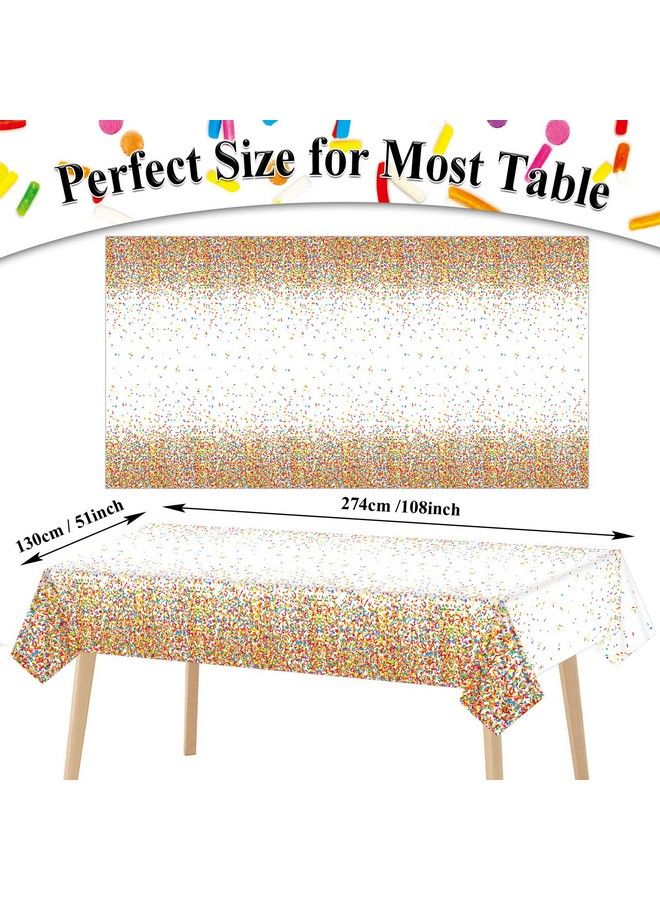 3 Pieces Confetti Sprinkles Birthday Tablecloth For Happy Birthday Decoration Plastic Disposable Rectangle Sprinkles Party Table Covers For Kids Two Sweet Donut Weddings Party Favors 54 X 108 Inches