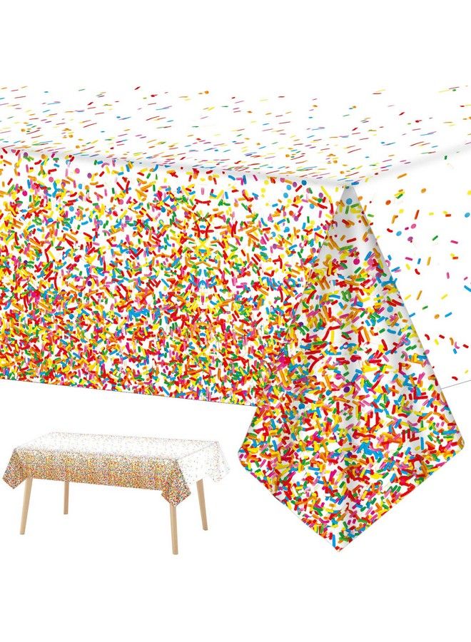 3 Pieces Confetti Sprinkles Birthday Tablecloth For Happy Birthday Decoration Plastic Disposable Rectangle Sprinkles Party Table Covers For Kids Two Sweet Donut Weddings Party Favors 54 X 108 Inches