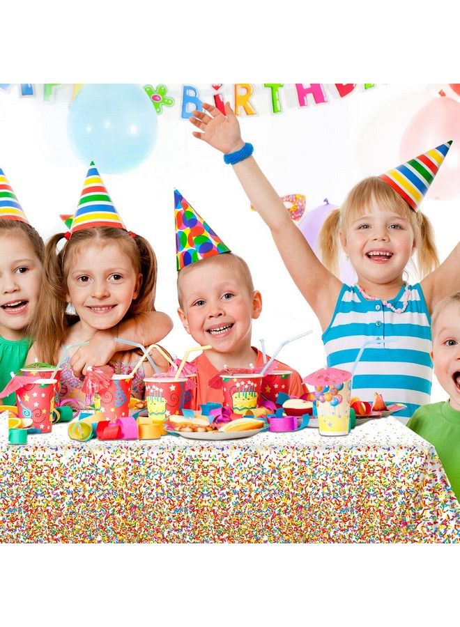 3 Pieces Confetti Sprinkles Birthday Tablecloth For Happy Birthday Decoration Plastic Disposable Rectangle Sprinkles Party Table Covers For Kids Two Sweet Donut Weddings Party Favors 54 X 108 Inches