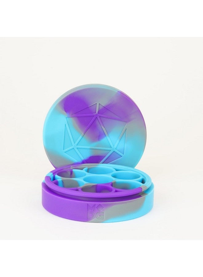 Dice Games Silicone Round Dice Case: Purple/Gray/Light Blue Role Playing Game Dice Accessories For Dungeons And Dragons