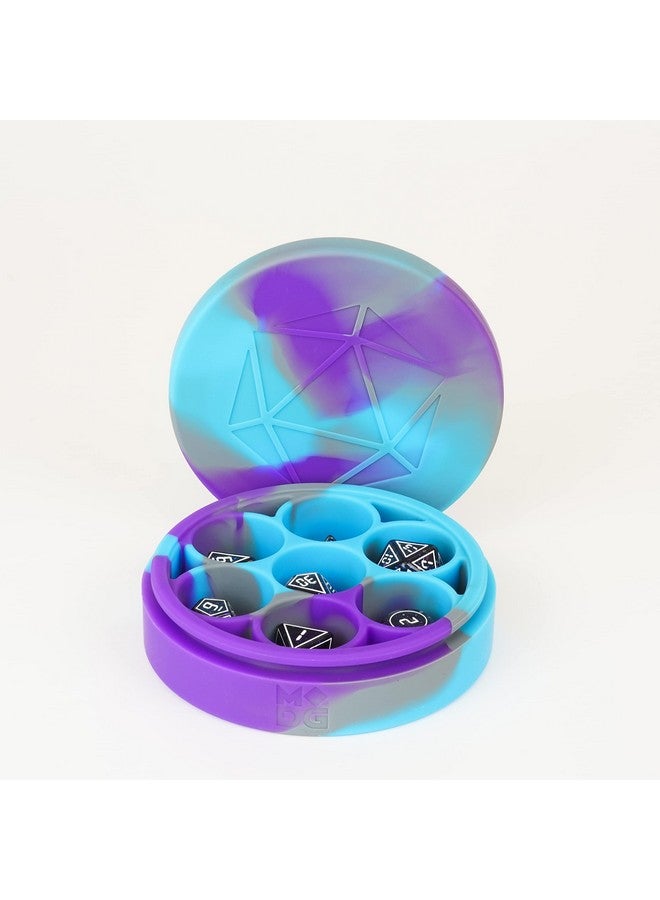 Dice Games Silicone Round Dice Case: Purple/Gray/Light Blue Role Playing Game Dice Accessories For Dungeons And Dragons