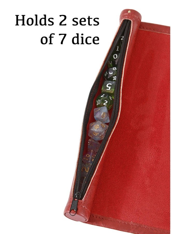 Forged Dice Co Scroll Dice Tray And Rolling Mat With Zippered Dice Holder Storage Pouch Holds Up To 14 Metal Or Plastic Polyhedral Dice Compatible With Dnd And Dungeons & Dragons Game Dice