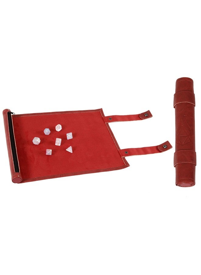 Forged Dice Co Scroll Dice Tray And Rolling Mat With Zippered Dice Holder Storage Pouch Holds Up To 14 Metal Or Plastic Polyhedral Dice Compatible With Dnd And Dungeons & Dragons Game Dice