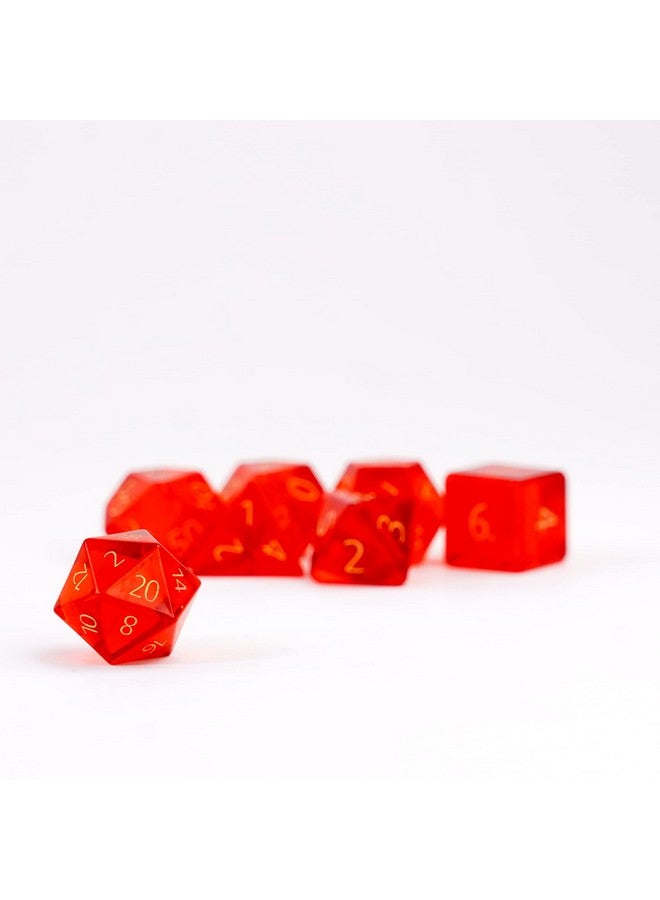 Dice Games 16Mm Birthstone Stone Poly Dnd Dice Set: Engraved November Citrine Role Playing Game Dice For Dungeons And Dragons