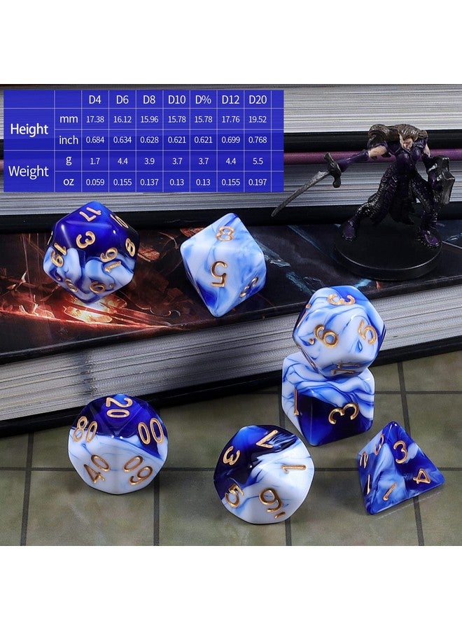 Dnd Polyhedral Dice Set With Dice Bag For Dungeons And Dragons Rpg Mtg Role Playing Table Games