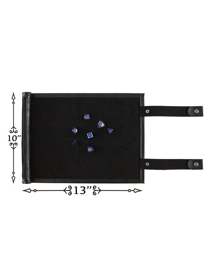 Forged Dice Co Scroll Dice Tray And Rolling Mat With Zippered Dice Holder Storage Pouch Holds Up To 14 Metal Or Plastic Polyhedral Dice Compatible With Dnd And Dungeons & Dragons Game Dice