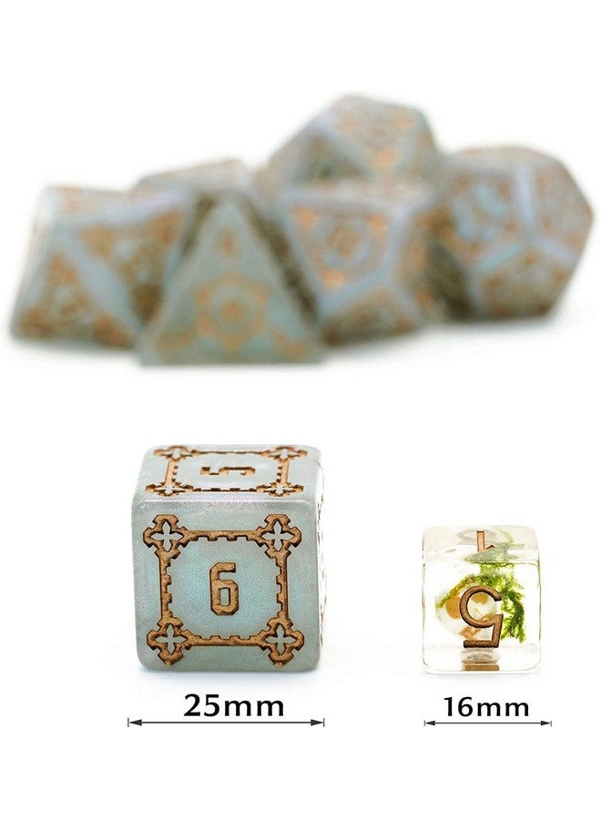 7 Pcs 25Mm Giant Dnd Dice With Dragon Eye Dice Bag Polyhedral Dice Set D&D Dice For Dungeons And Dragons Pathfinder Rpg Mtg (Gray Green)