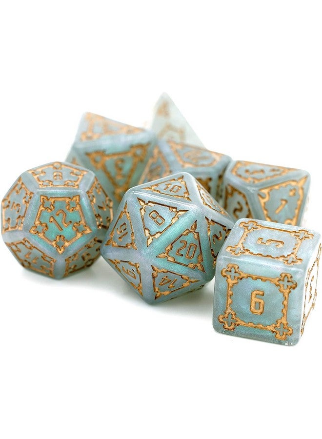 7 Pcs 25Mm Giant Dnd Dice With Dragon Eye Dice Bag Polyhedral Dice Set D&D Dice For Dungeons And Dragons Pathfinder Rpg Mtg (Gray Green)