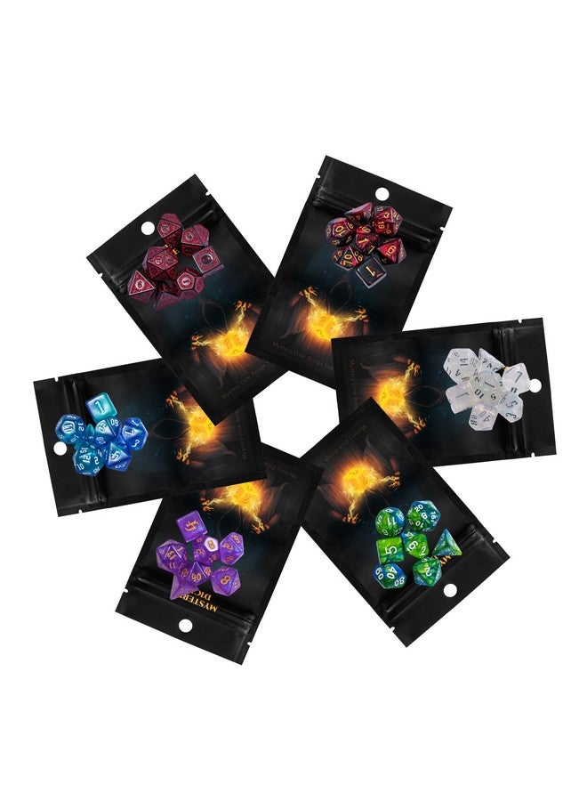 Mystery Dice Set 7Pcs Polyhedral Dice Set D&D Random Pattern Dnd Dice Blind Bag Acrylic Dice For Role Playing Game Dungeons And Dragons Gifts