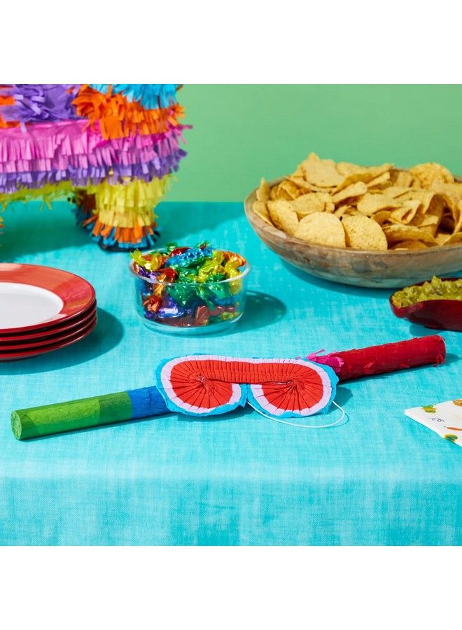 Small Pinata Stick And Blindfold For Kids Birthday Cinco De Mayo Party Decorations (2 Piece Set)