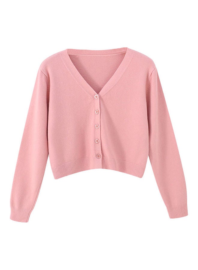 Women Long-sleeve Cardigan Pink