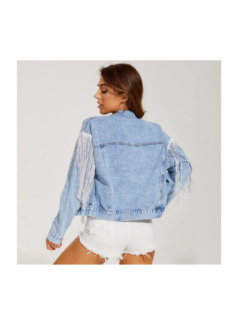 Squality Leisure Tassels Denim Short Jacket Women