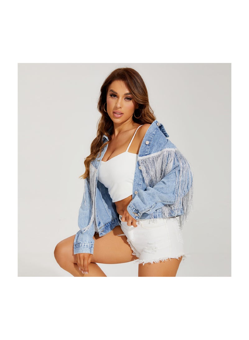 Squality Leisure Tassels Denim Short Jacket Women