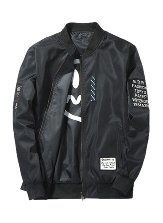 Badge Bomber Jacket Black