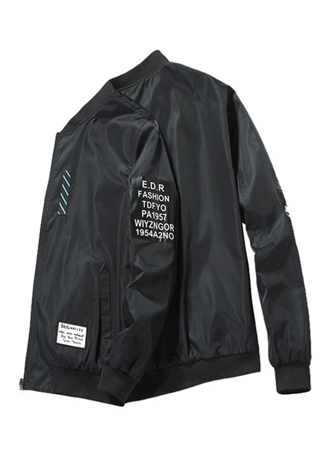 Badge Bomber Jacket Black