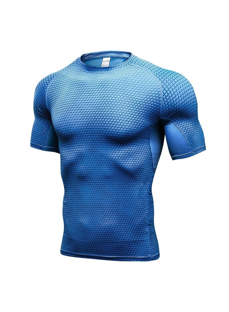 Men Quick Dry Breathable Elastic T-Shirt Blue