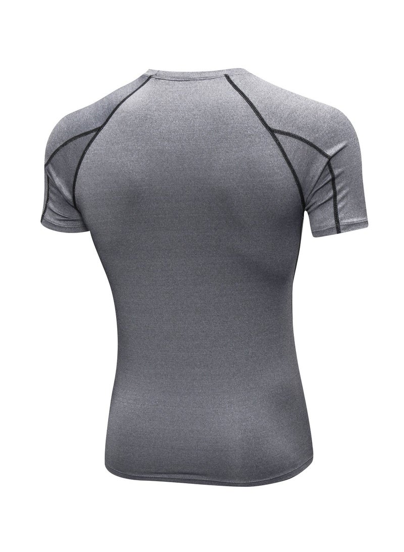 Men Quick Dry Breathable Elastic T-Shirt Grey