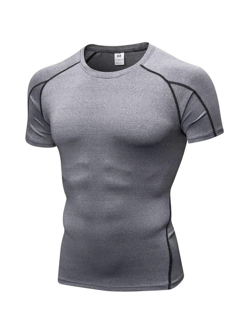 Men Quick Dry Breathable Elastic T-Shirt Grey