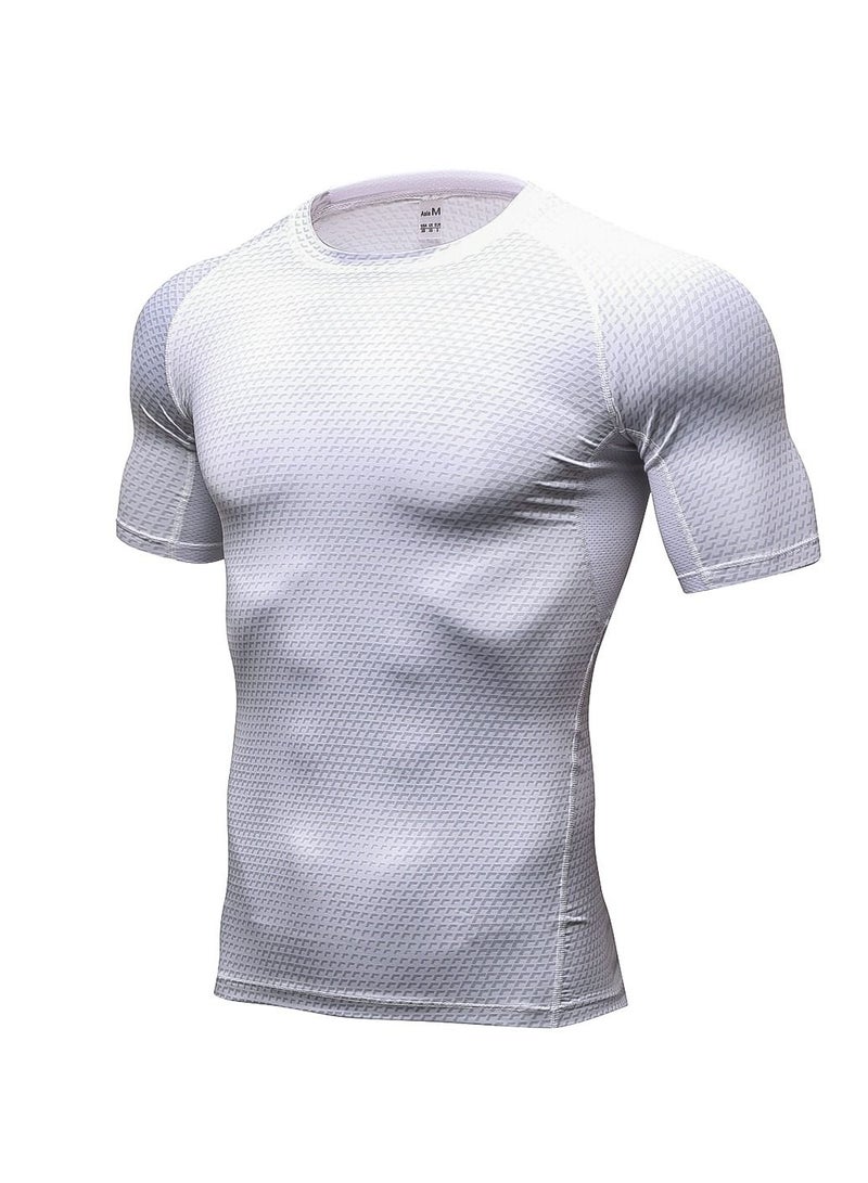 Men Quick Dry Breathable Elastic T-Shirt White