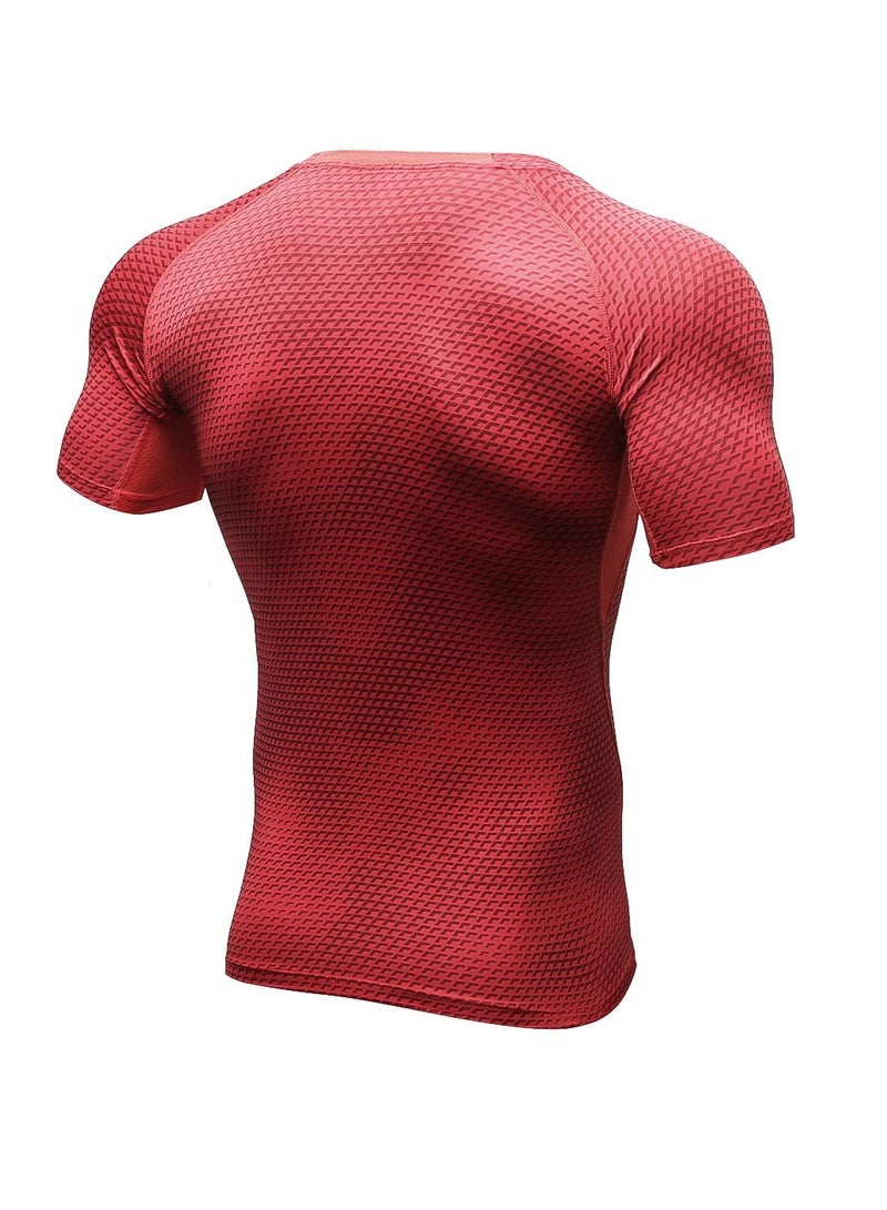 Men Quick Dry Breathable Elastic T-Shirt Red