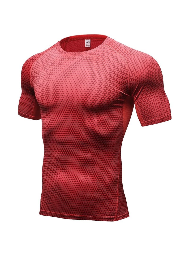 Men Quick Dry Breathable Elastic T-Shirt Red