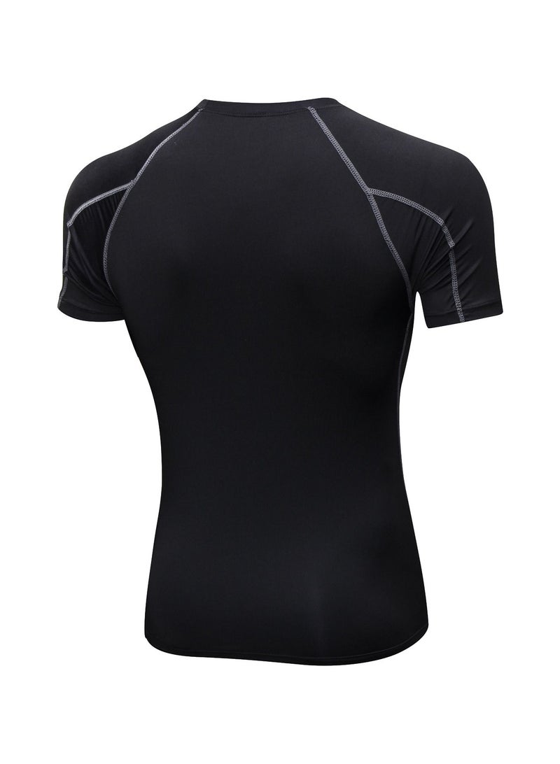 Men Quick Dry Breathable Elastic T-Shirt Black/Grey