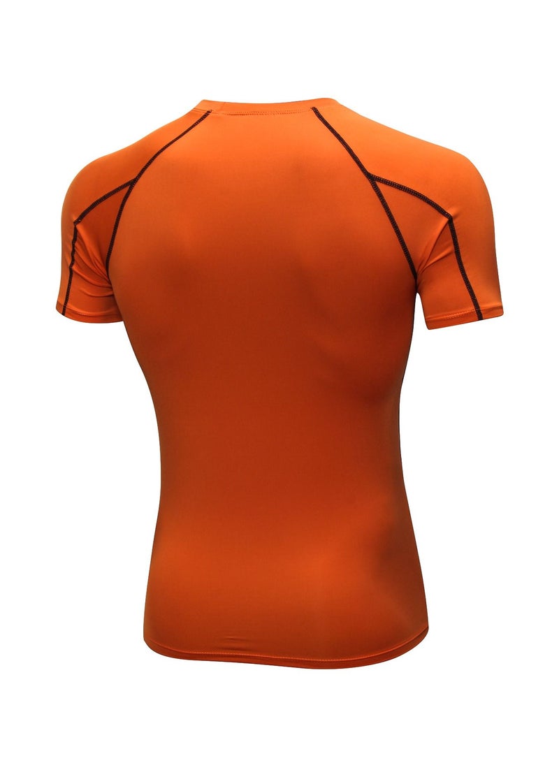 Men Quick Dry Breathable Elastic T-Shirt Orange