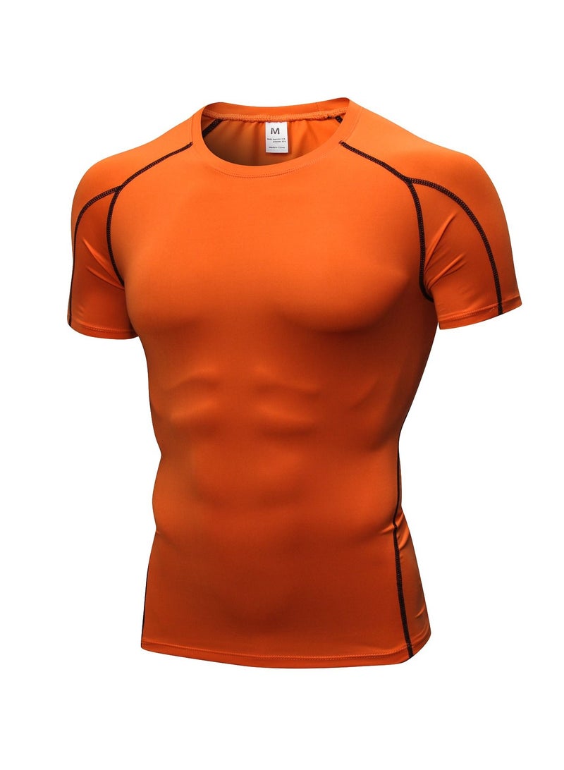 Men Quick Dry Breathable Elastic T-Shirt Orange