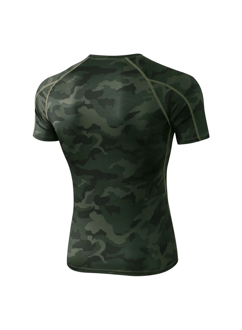 Men Quick Dry Breathable Elastic T-Shirt Green