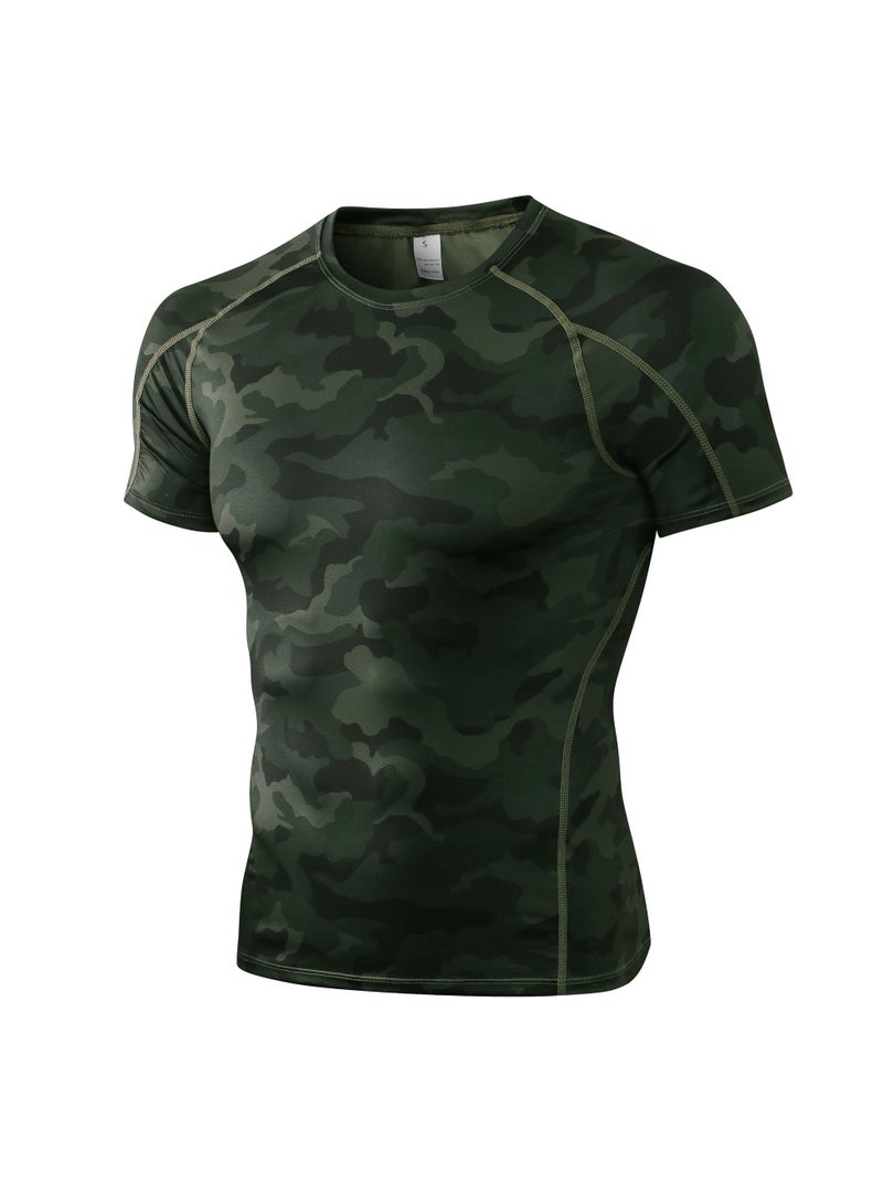 Men Quick Dry Breathable Elastic T-Shirt Green