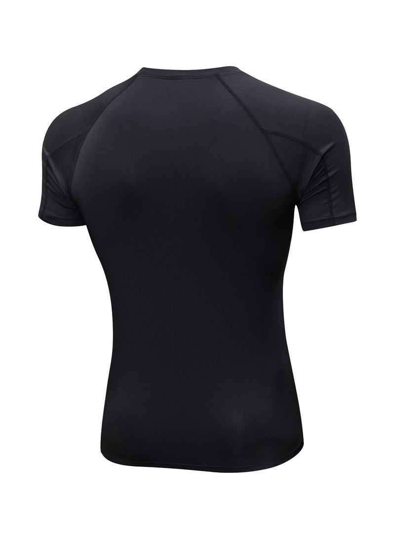 Men Quick Dry Breathable Elastic T-Shirt Black