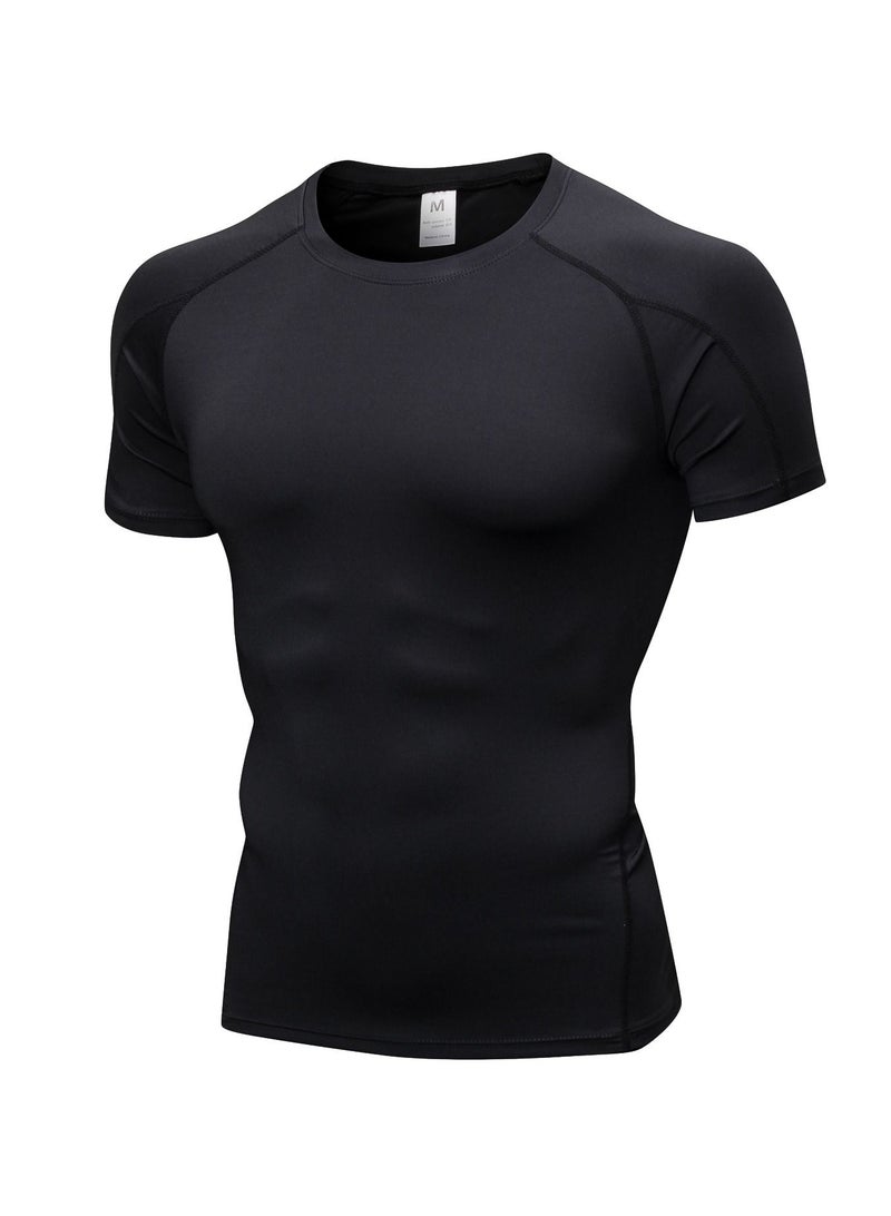 Men Quick Dry Breathable Elastic T-Shirt Black