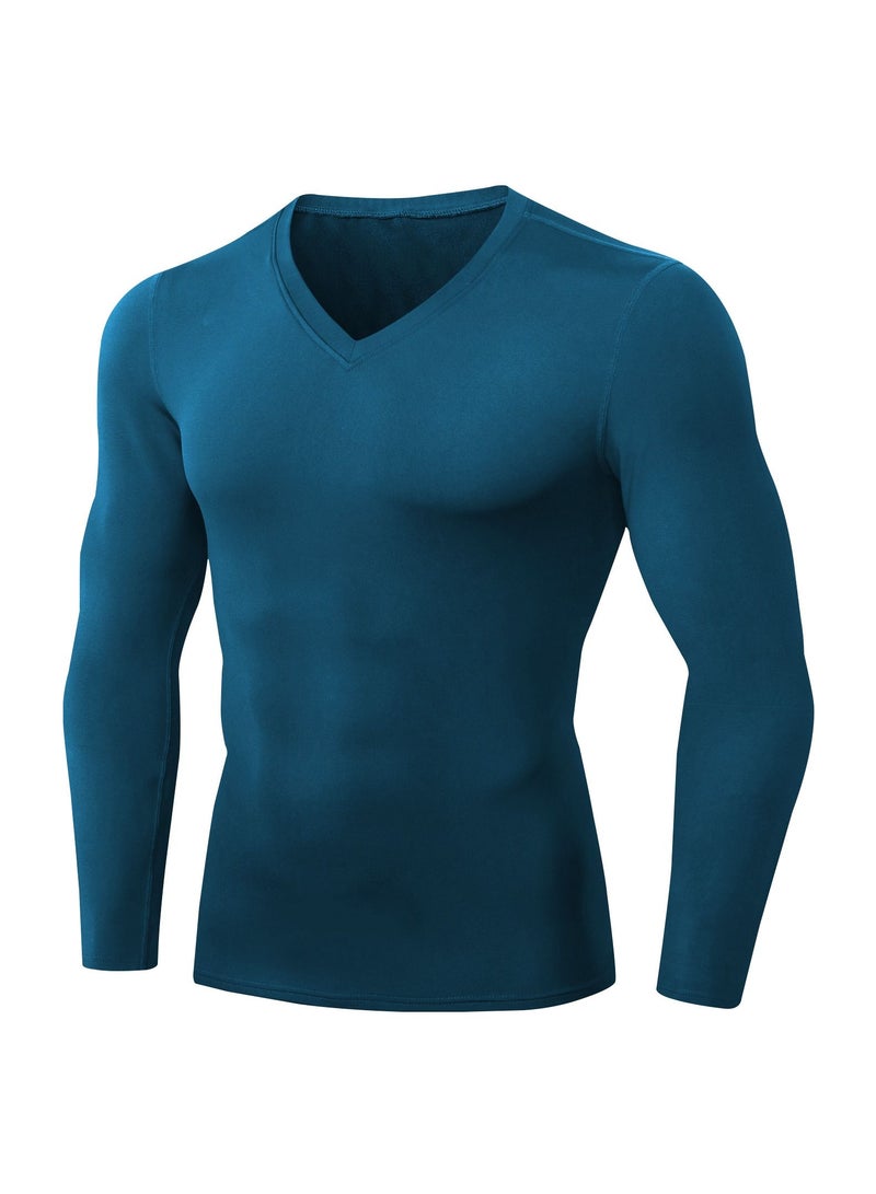 Men Quick Dry Breathable Long Sleeve Shirt Blue