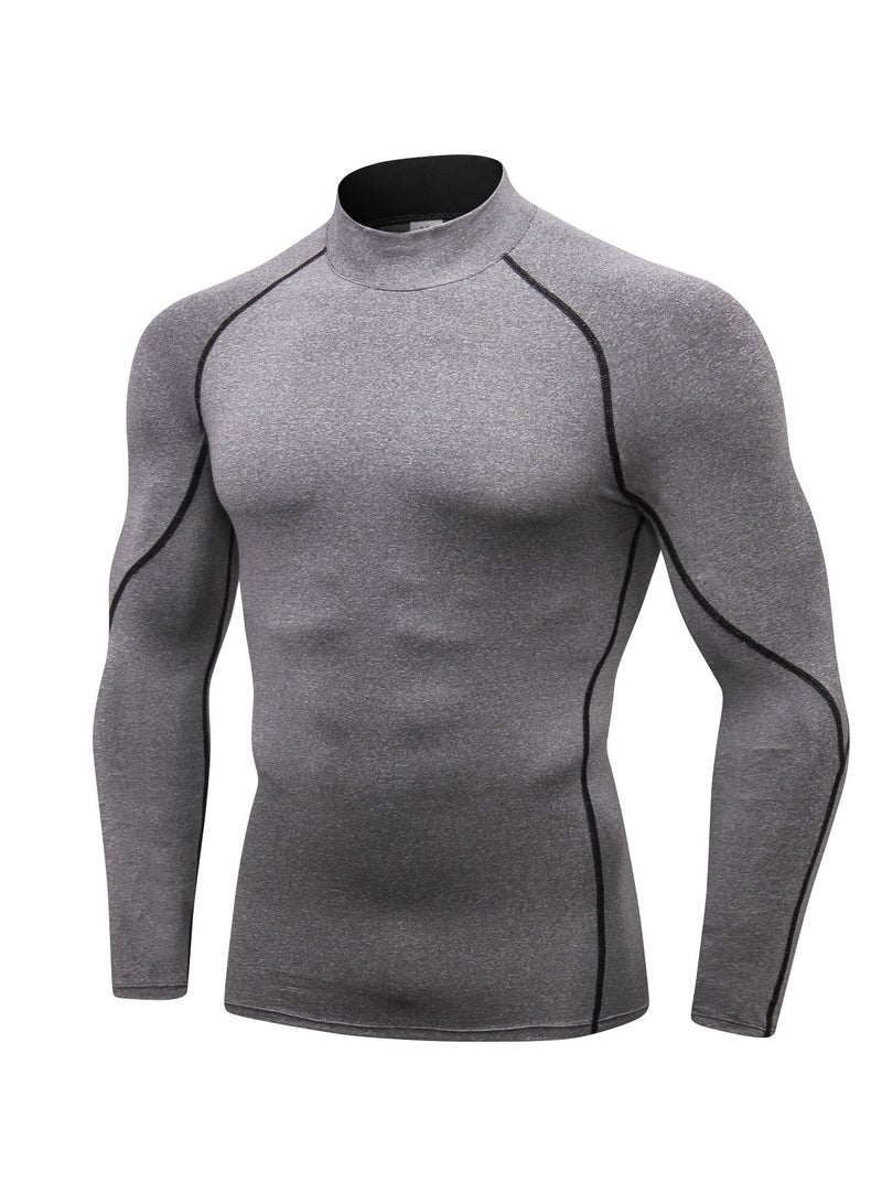 Men Quick Dry Breathable Long Sleeve Shirt Grey/Black