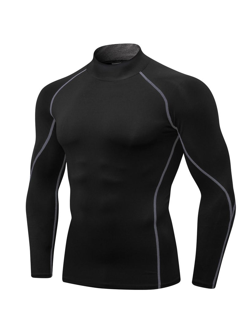 Men Quick Dry Breathable Long Sleeve Shirt Black/Grey