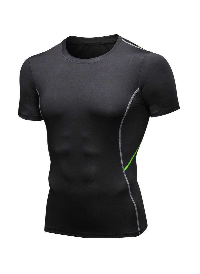 Men Quick Dry Breathable Elastic T-Shirt Black/Yellow