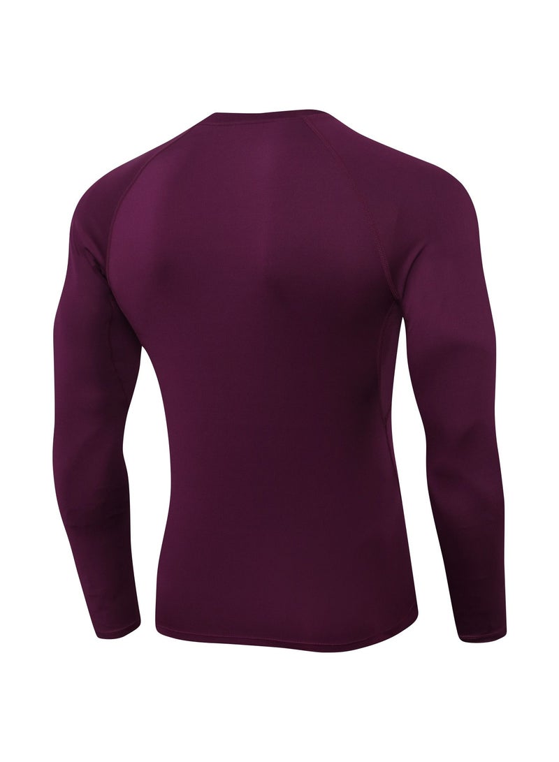 Men Quick Dry Breathable Long Sleeve Shirt Burgundy