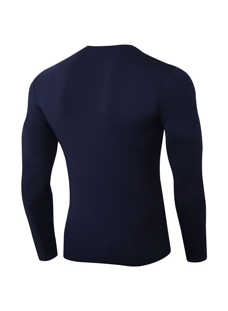 Men Quick Dry Breathable Long Sleeve Shirt Dark Blue