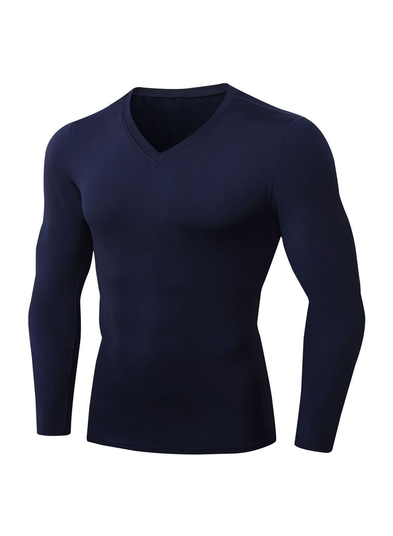 Men Quick Dry Breathable Long Sleeve Shirt Dark Blue