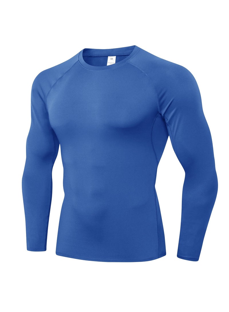 Men Quick Dry Breathable Long Sleeve Shirt Blue