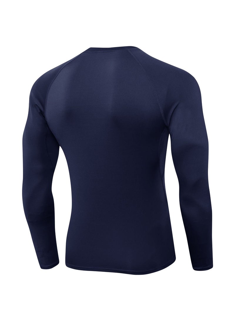 Men Quick Dry Breathable Long Sleeve Shirt Dark Blue