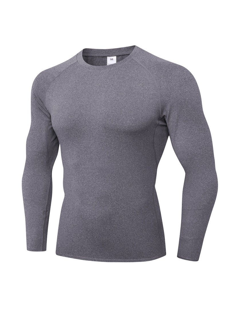 Men Quick Dry Breathable Long Sleeve T-Shirt Grey