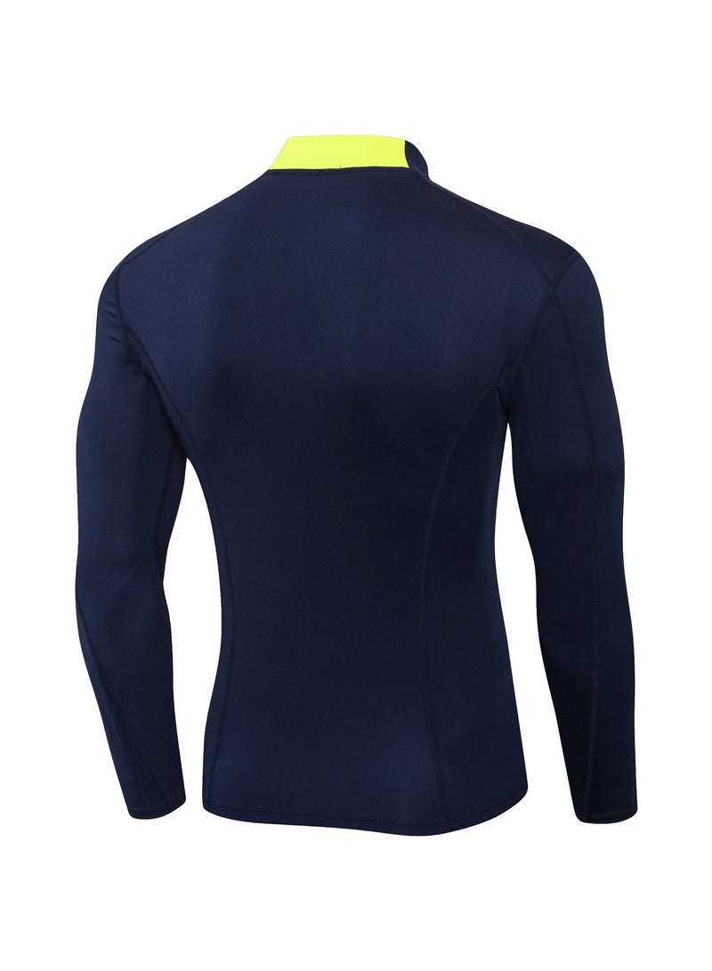 Men Quick Dry Breathable Long Sleeve Shirt Dark Blue