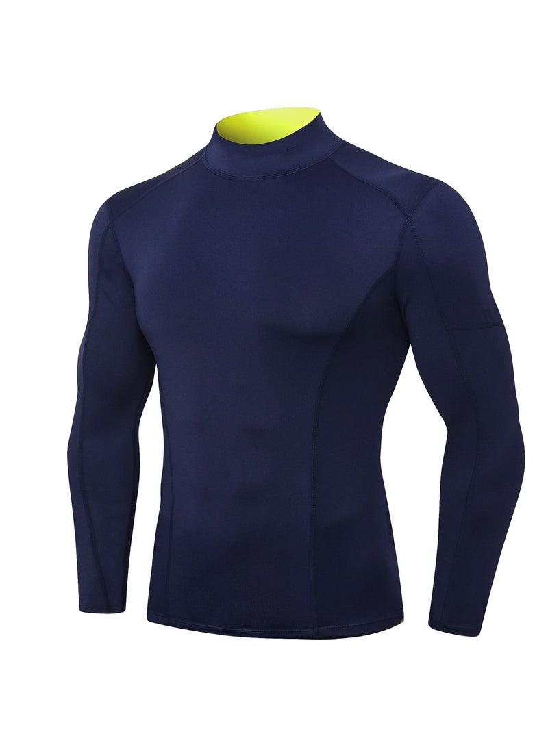 Men Quick Dry Breathable Long Sleeve Shirt Dark Blue