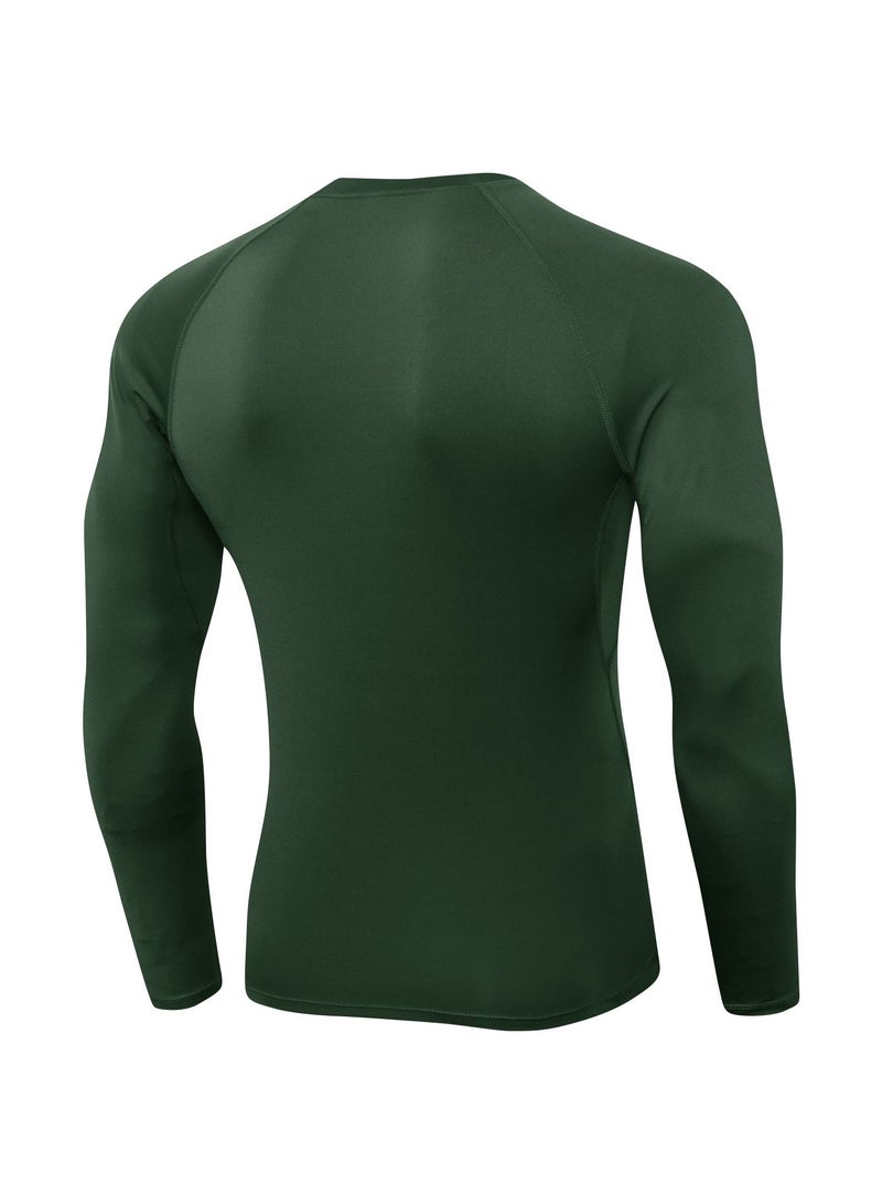 Men Quick Dry Breathable Long Sleeve Shirt Dark Green